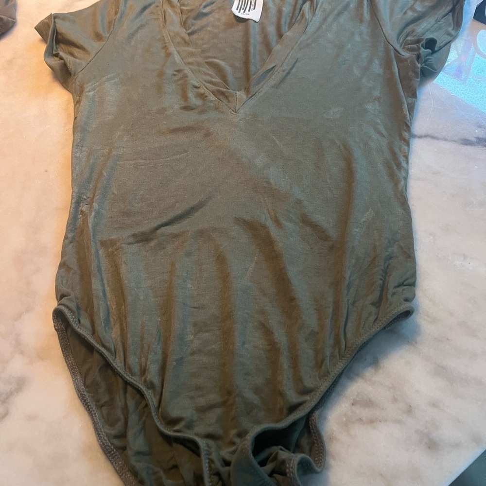 Free People Army green bodysuit